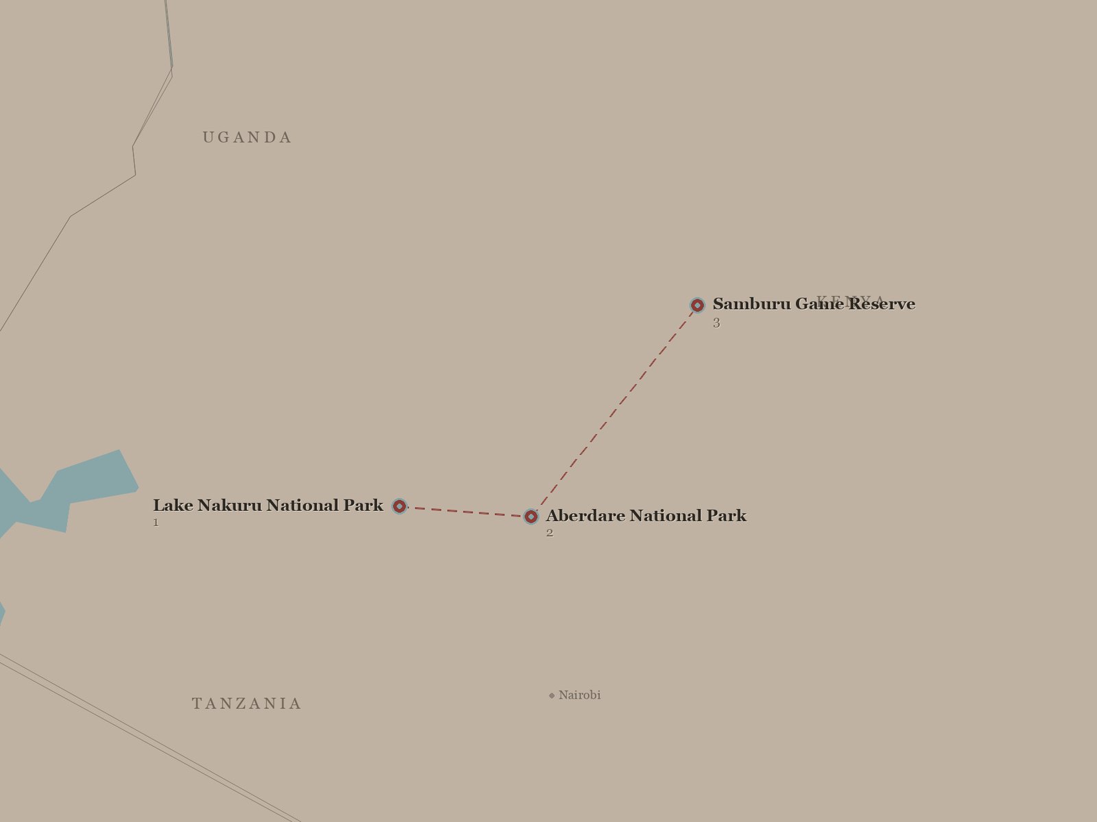 Original Spirit of Kenya route map: Off the Beaten Path