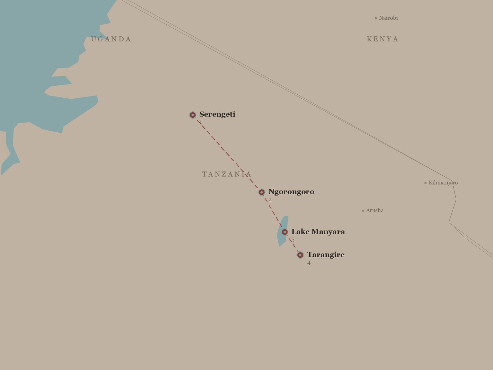 Original Spirit of Kenya route map: Living Among Lions