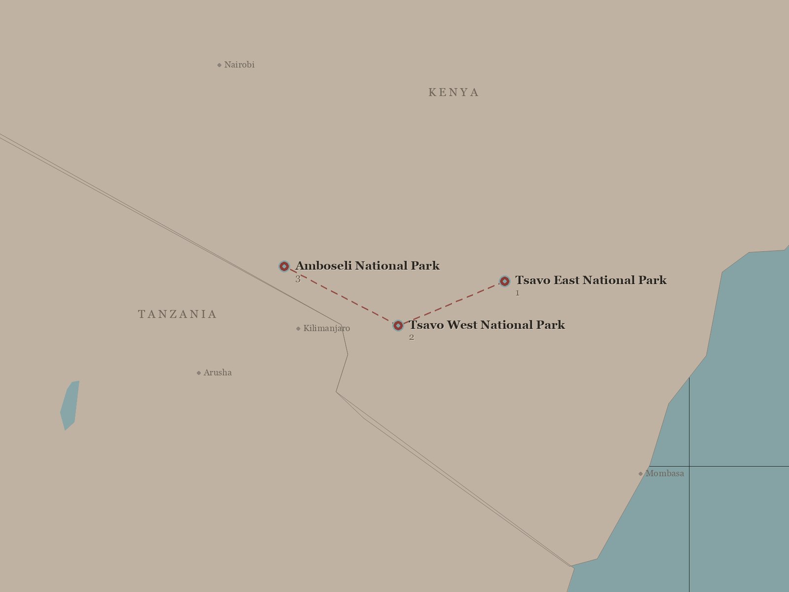 Original Spirit of Kenya route map: The Giants Trail