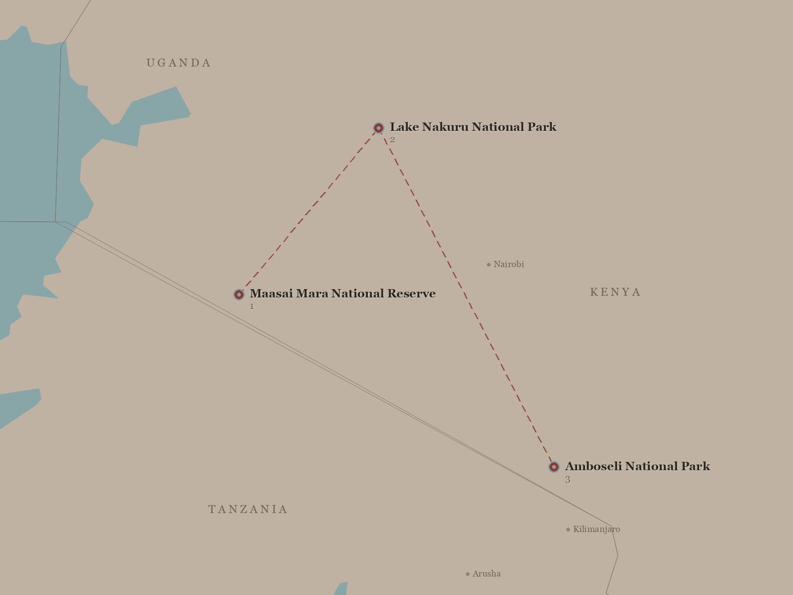 Original Spirit of Kenya route map: Roaring Kenya