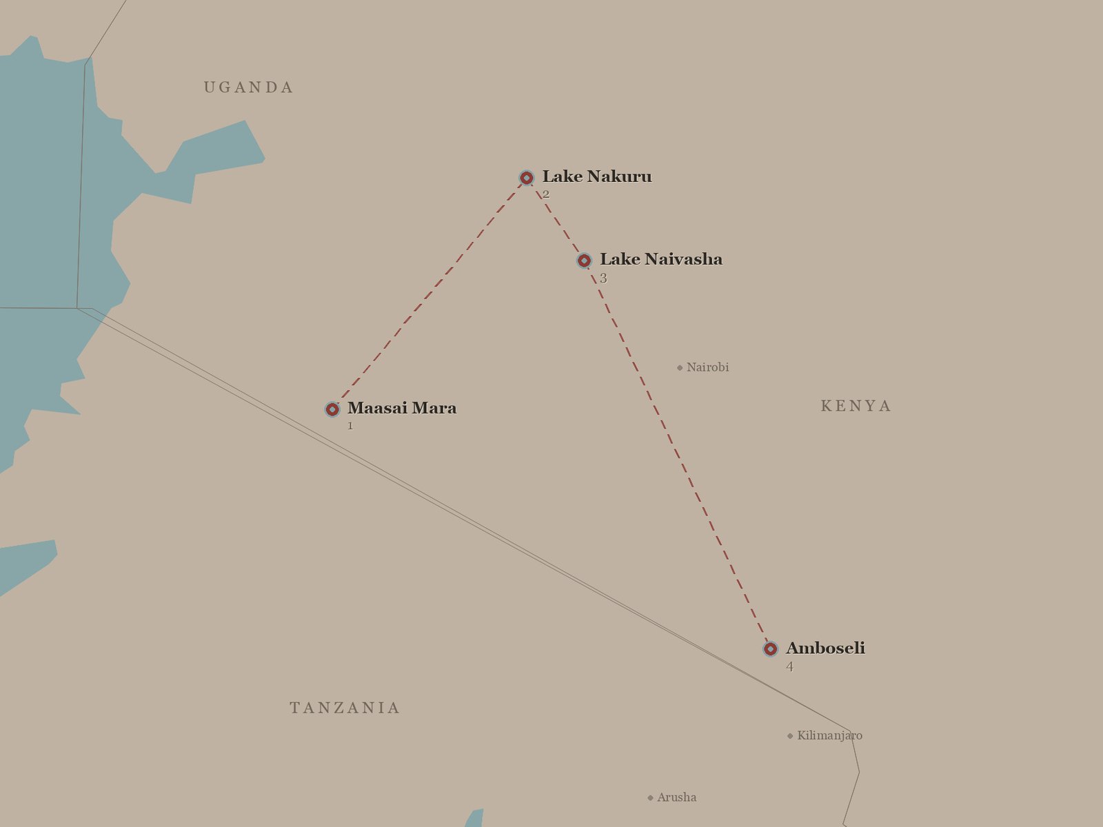 Original Spirit of Kenya route map: Into the wild